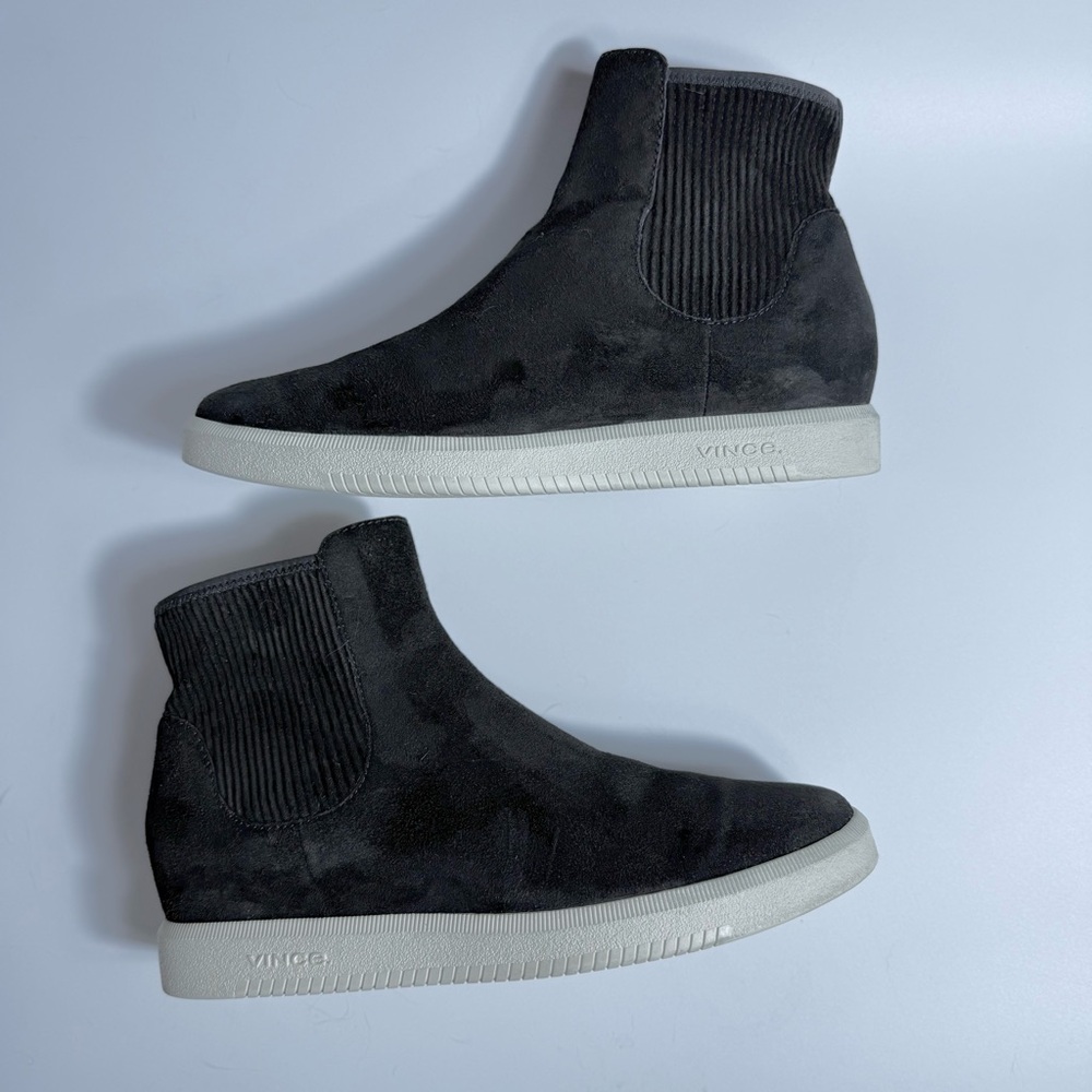 Vince black boots Women's 7.5 shoes Ilona Pull-On High-Top Sneakers - Picture 7 of 13